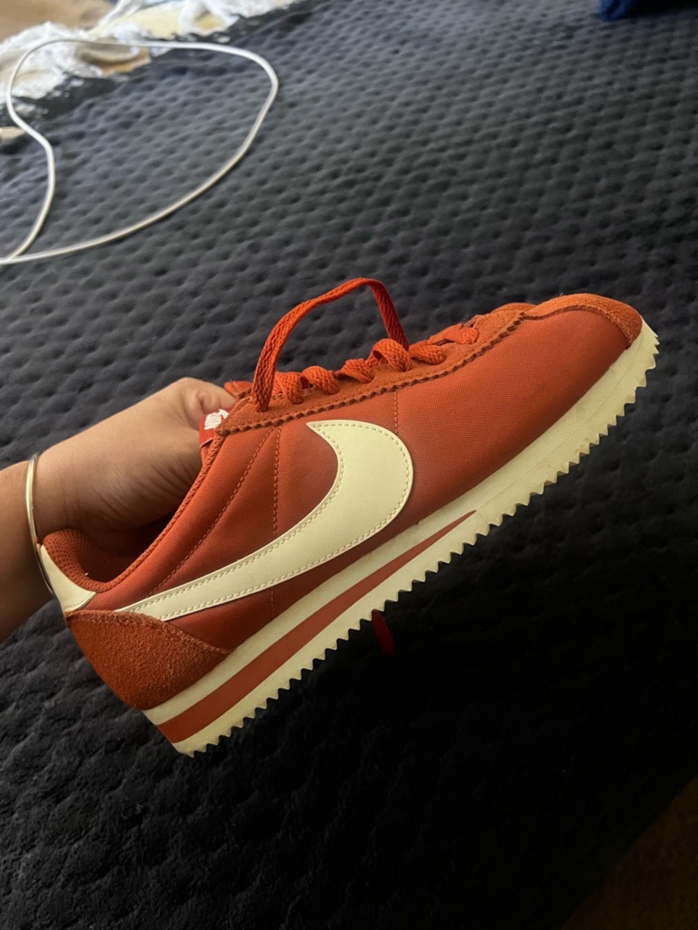 Nike Orange and White Retro Cortez-Style Sneaker Classic Cortez firewood